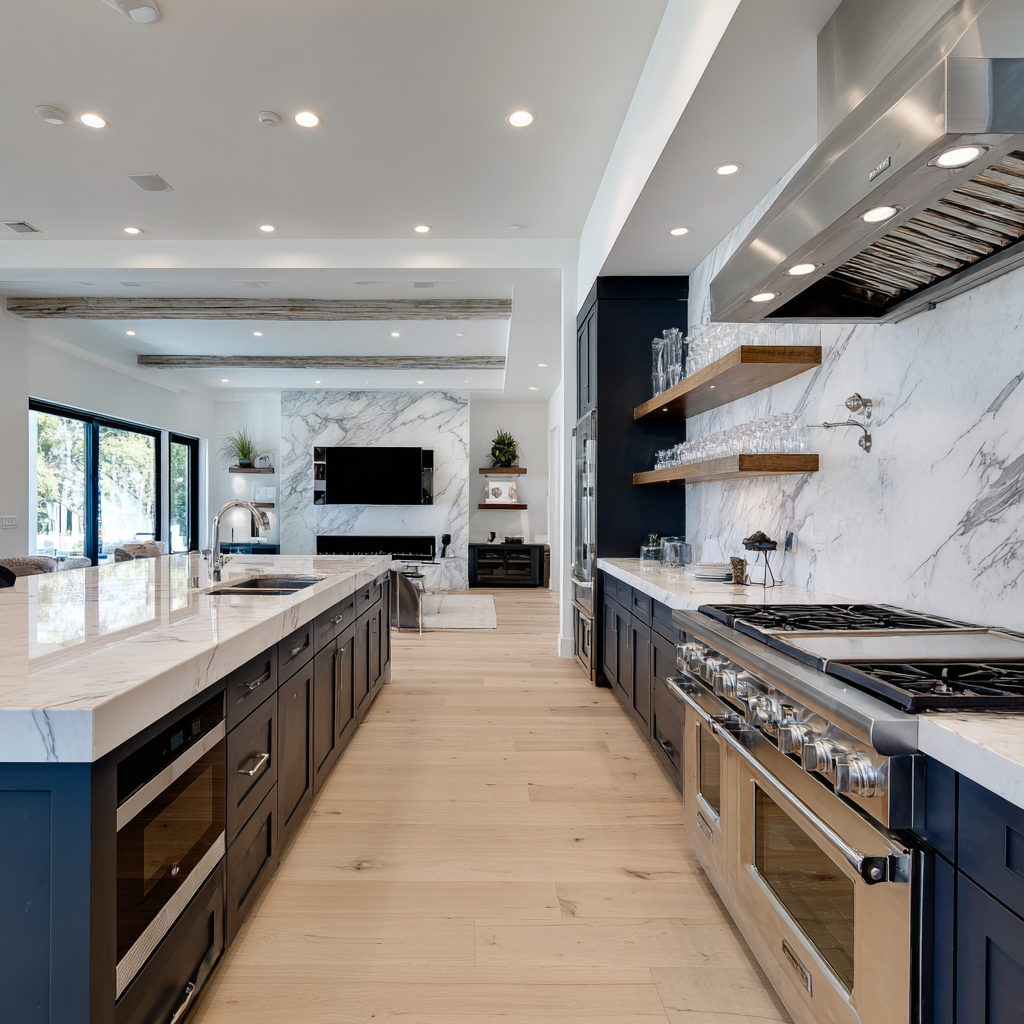 Sophisticated dining area with white linens
